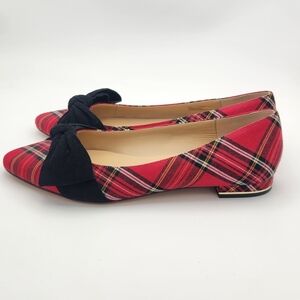 Talbots Red and Black Plaid Flats with Bow